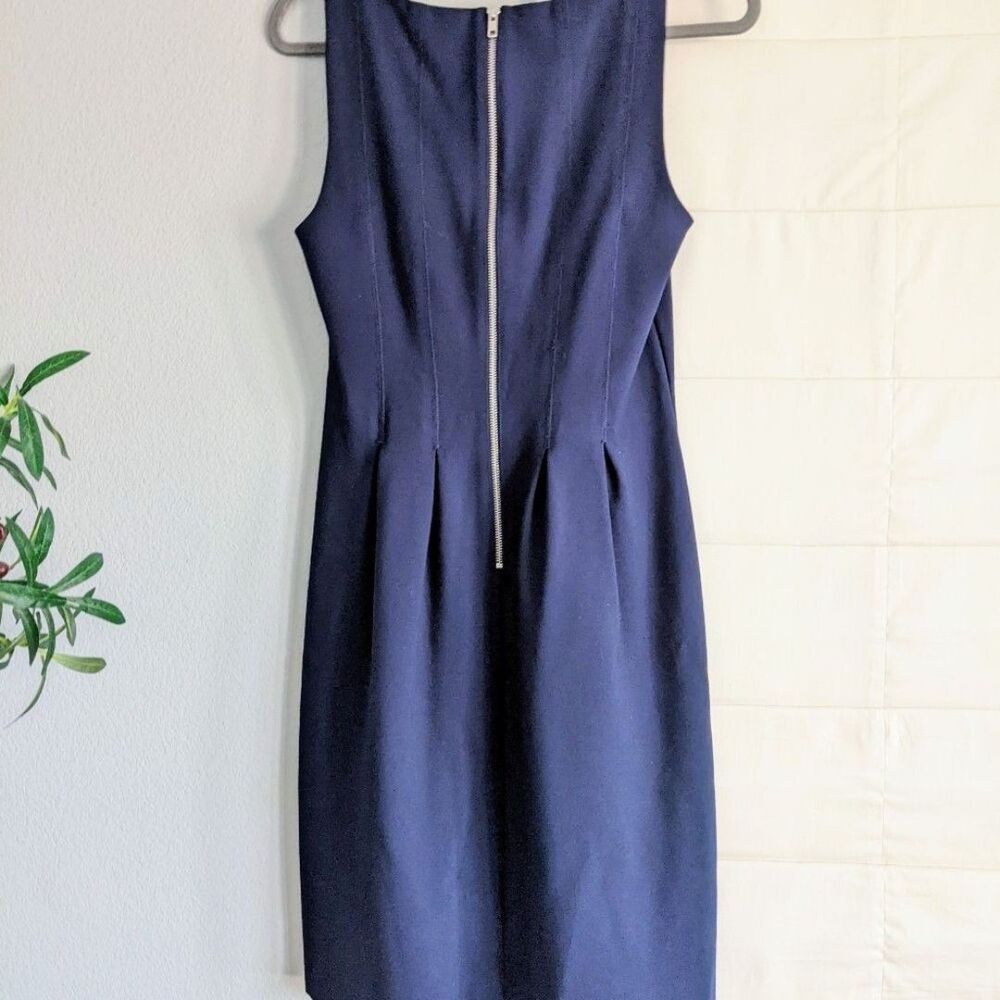 Nave Blue J. Crew Stretch Ponte Dress 8 Classic Event Preppy Coastal - Picture 10 of 11